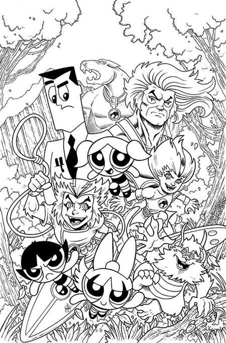 THUNDERCATS POWERPUFF GIRLS #2 CVR N INC 1:10 KEN HAESER FOC BONUS LINE ART VIRGIN VAR