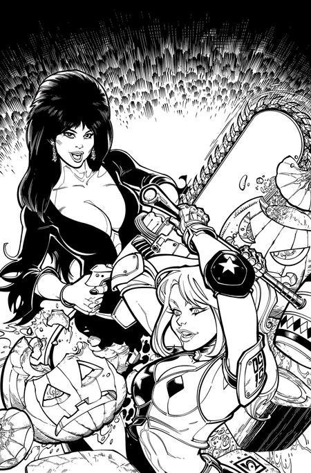 HARLEY QUINN X ELVIRA #1 CVR Q INC 1:15 CHAD HARDIN LINE ART VIRGIN VAR (2025)