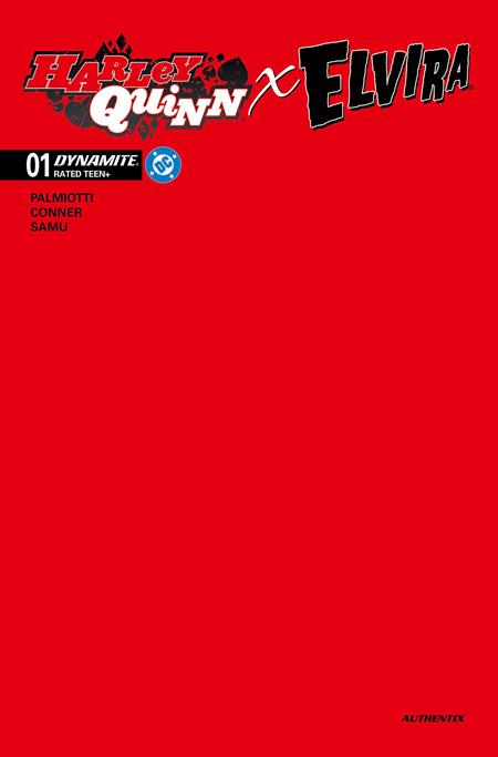 HARLEY QUINN X ELVIRA #1 CVR W FIERY RED BLANK AUTHENTIX FOC BONUS VAR (2025)
