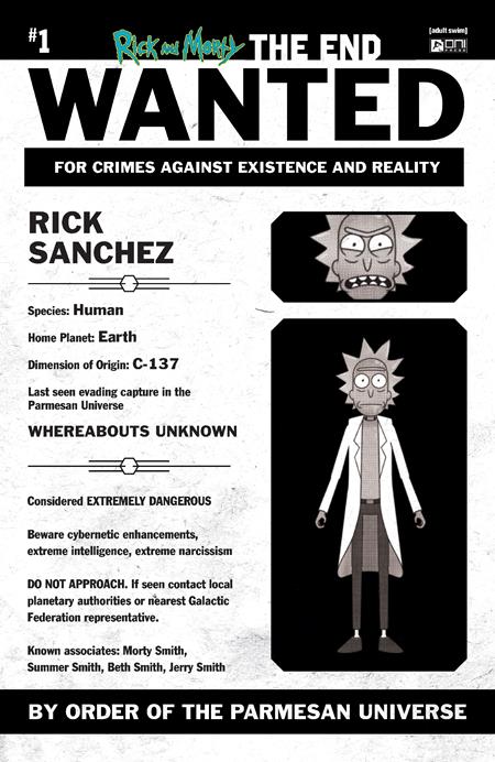 RICK AND MORTY THE END #1 CVR E INC 1:10 MOST WANTED VAR  (2025)