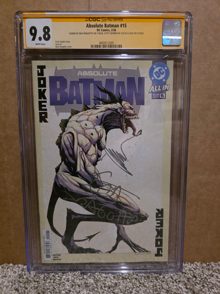 Absolute Batman # 15 1st Print Signed by Dragotta/Synder/Jock CGC