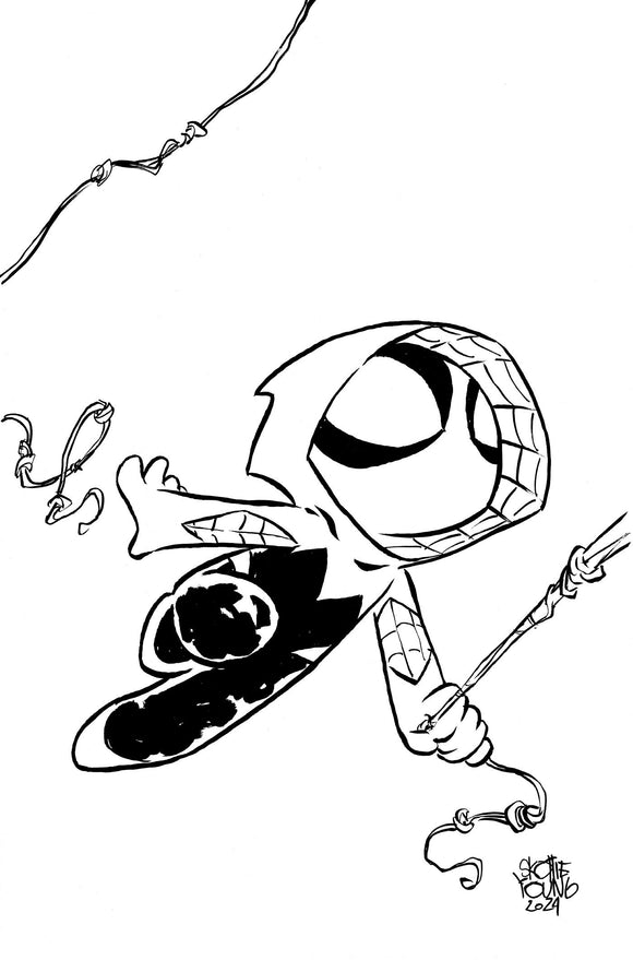 *Pre-Order* SPIDER-GWEN: THE GHOST-SPIDER #3 SKOTTIE YOUNG'S BIG MARVEL VIRGIN BLACK AND WHITE VARIANT [DPWX] 1:50