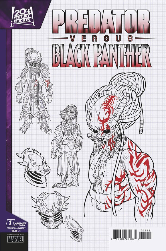 PREDATOR VS BLACK PANTHER #1 (OF 4) CHRIS ALLEN DESIGN VAR 1:10