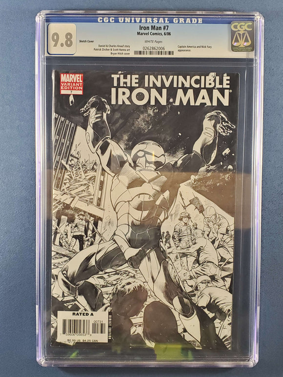 Invincible Iron Man Vol. 1  # 7 Sketch Variant CGC 9.8