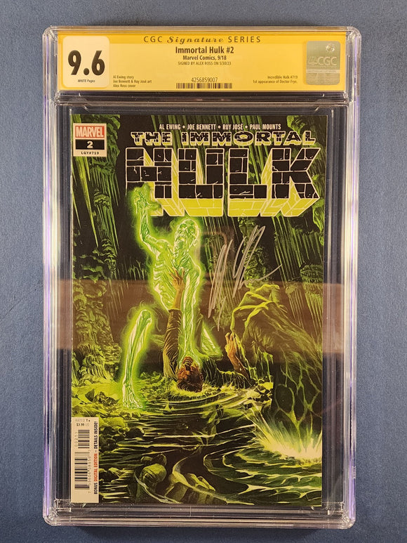 Immortal Hulk  # 2  Signed by Alex Ross CGC 9.6