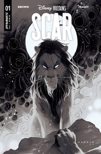 DISNEY VILLAINS SCAR #1 CVR X FOC 7 KAREN DARBOE B&W INCV